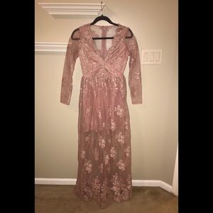 Dusty Rose Embroidered Maxi Dress